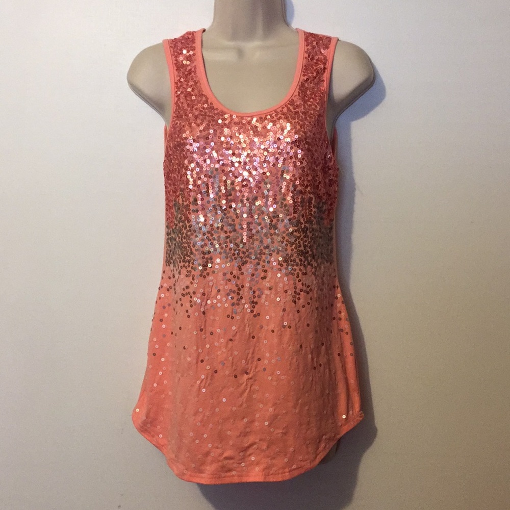 Rue 21 Peach Color Sequins Tanktop Women’s Medium